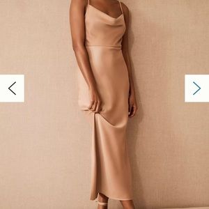 BHLDN Cali Satin Charmeuse Midi Dress - Sand Dune